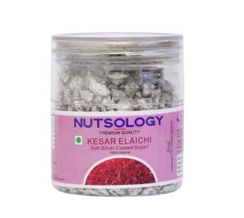 Nutsology Kesar Elaichi Soft Silver Coated Supari | 150gm | PET Jar Pack | Kesar Elaichi Flavour