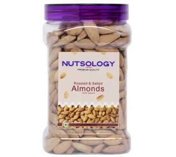 Nutsology Roasted & Salted Almonds | 500gm | Slow Roasted & Salted | Quality Flavoured Crunchy Snack | Tamper Proof Packaging